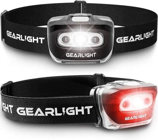 GearLight 2 Pieces LED Headlight – Outdoor Camping Headlights Adjustable Headband – Light Headlight 7 Mode and Rotatable Head